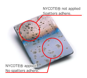 Comparison of parts protected from sputtering by NYCOTE and unprotected parts